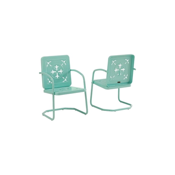 Crosley Furniture Azalea 2-Piece Retro Outdoor Chair Set in Aqua Gloss