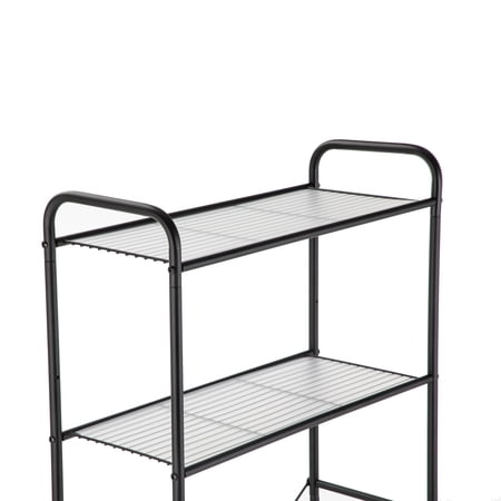 MAINSTAYS OVER-THE-TOILET STEEL STORAGE UNIT WITH 3 SHELVES AND LINERS, MATTE BLACK