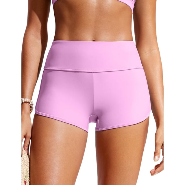 Shorts de baño CRZ YOGA tiro alto secado rápido 6.5 cm rosa XL
