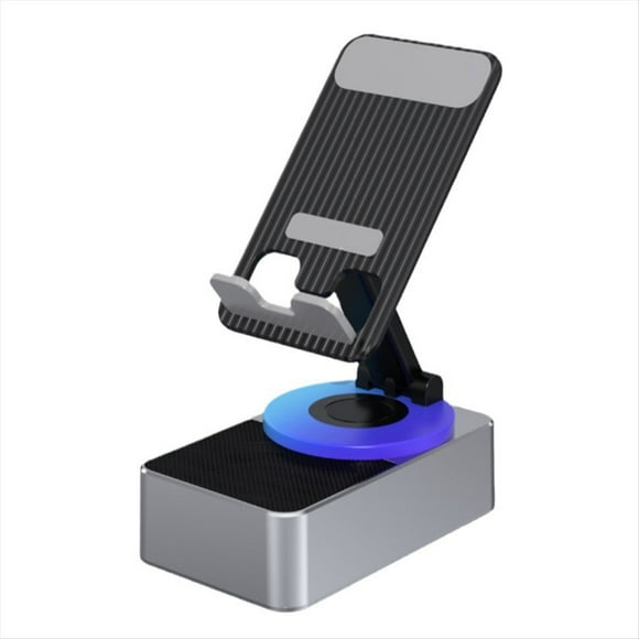 Soporte para Teléfono Móvil , Banco de Energía de Audio, Altavoz de Llamada Bluetooth, Escritorio Giratorio Plegable Multifunción, Gris