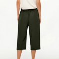 thumbnail image 6 of Wutalume Women's Casual Cotton Linen Drawstring Elastic Waist Straight Leg Capri Pants with Pockets Summer Beach,Army Green L, 6 of 7