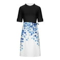 thumbnail image 6 of Kojanyu Women's Printed High Neck Short Sleeve Midi Dress – Cuff Buttons with Detachable Waist Belt, 6 of 6