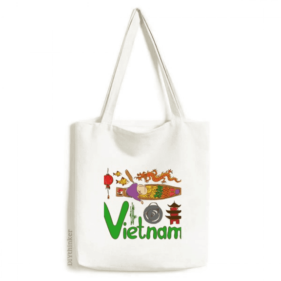 Vietnam National symbol Landmark Pattern Tote Canvas Bag Shopping Satchel Casual Handbag