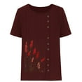 thumbnail image 4 of Shorts pour Femmes, Blouses pour Femmes, Mode Féminine Imprimée Confortable Ample Manches Courtes Blouse Boutonnée Col Rond Décontracté, 4 of 4