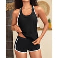 thumbnail image 3 of Traje de baño Tankini Yonique de 3 piezas para mujer con pantalones cortos M, color negro, 3 of 6