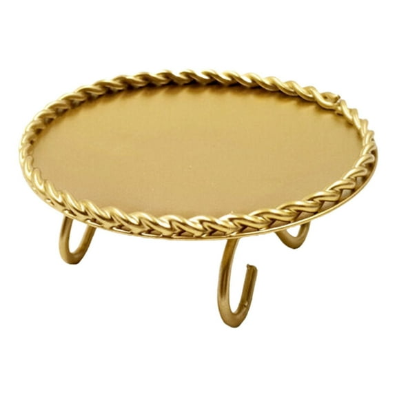 Candle Cup Crafts Ornaments, Ongmies Plate Candlestick Holders Gold Candle Holders for Pillar Candles Candle Tray Pedestal Candle Stand for Wax Candles, Gold