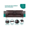 thumbnail image 3 of Futon Sofa with Armrest and Cupholders by Naomi Home-Color:Espresso,Fabric:Faux Leather, 3 of 11