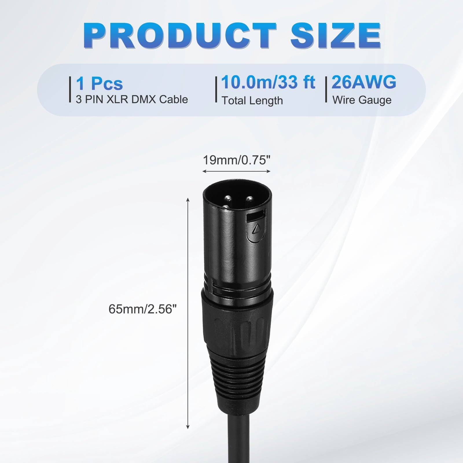 3-Pin XLR Male to Male Mic Cable 33 ft XLR Microphone Cable