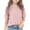 Pink, variant on KAUOD Girls Summer 3/4 Puff Sleeve Crewneck Tops Trendy Tees Shirts for Teen Casual Solid Color Soft Tshirt Blouses