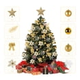 thumbnail image 4 of Christmas Tree Ornaments Set with Glitter Poinsettia, Bows, Balls, Leaves Snowfakes & Assorted Decoration Ball for Xmas Tree Holiday Wedding Party Decorations Gold 71PCS, 4 of 6
