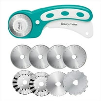 45mm Rotary Cutter for Fabric with 8Pcs Blades, Rolling Crochet Edge Skip Blade Perforating