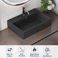thumbnail image 4 of 24" x 16" Bathroom Sink Vessel Rectangle, Eridanus Hang Wall Mount Sinks Floating Trough Countertop Vanity Washbasin, Ceramic Porcelain Modern Art Face Basin Bowl with Overflow, Matte Black, 4 of 10