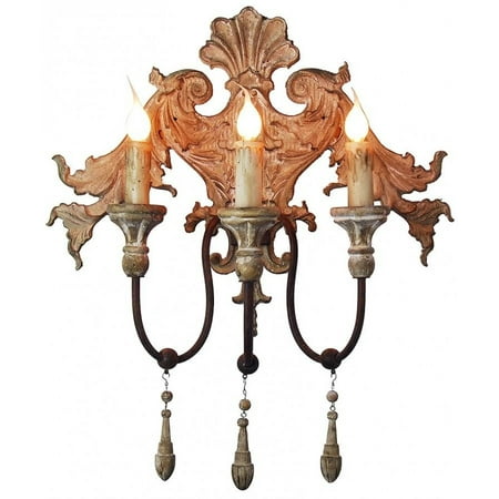 

Sconce Light Wall Decorative Drops 3-Arm Oxidized Metal Distressed Antique