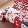 thumbnail image 4 of 3 PCS Vintage Christmas Patchwork Quilt Set – Reversible Holiday Bedspread, 4 of 13