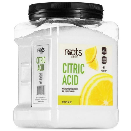 Roots Circle All-Natural Citric Acid Food-Grade Flavor Enhancer, Household Cleaner & Preservative Non-GMO, Kosher for Passover, Gluten-Free For Skincare, Cooking, Baking, Bath Bombs 30oz