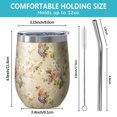 thumbnail image 5 of 12oz Stemless Wine Tumblers Pioneer Flower Floral Print Pattern Vacuum Insulated Stainless Steel Travel Tumbler Cups Mug with Lid and Straw for Champaign,Cocktail,Beer with Cleaning Brush, 5 of 5