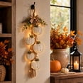 thumbnail image 5 of Rustic Wooden Pumpkin Door Hanging with Warm LED Lights,Halloween Decor 22.83-Inch Harvest Fall Farmhouse Decor with Autumn Leaves for Porch Entryway & Living Room., 5 of 8
