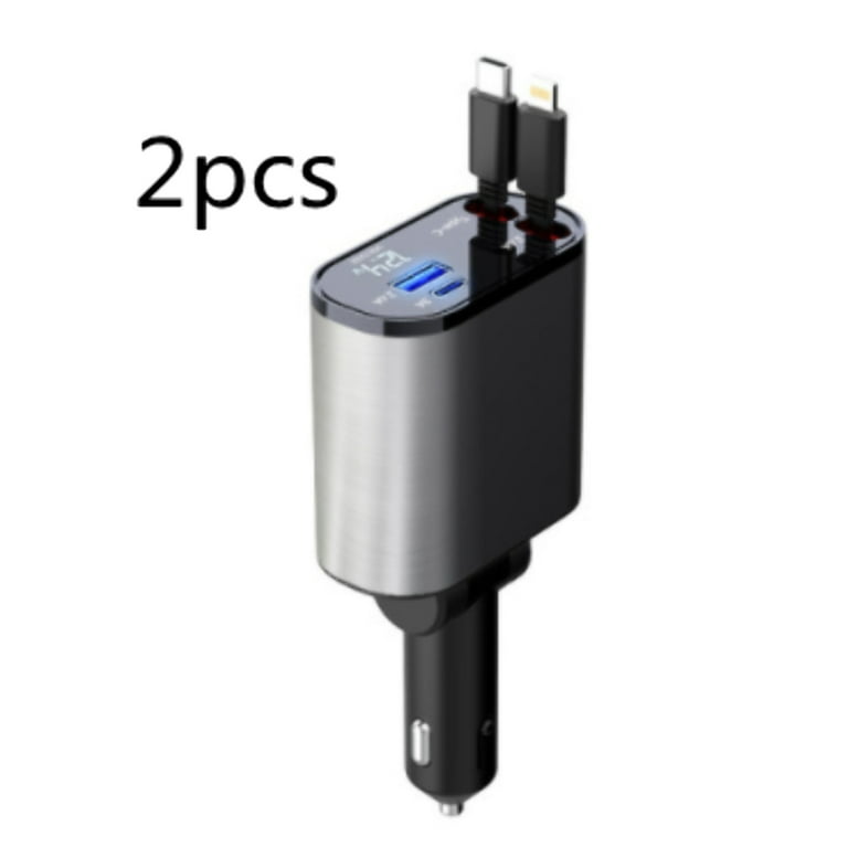 Metal Car Charger 100W Super Fast Charging Car Cigarette Lighter USB And  TYPE-C Adapter