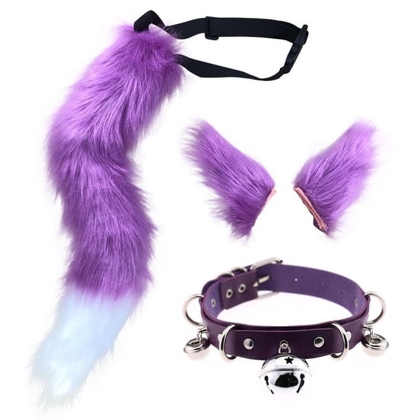 Tocado Peludo Con Orejas De Lobo Y Cola, Accesorios Para El Cabello Para Cosplay Blanco