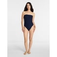 thumbnail image 3 of Time and Tru Women's and Women's Plus Eyelet Bandeau One Piece Swimsuit with Side Shirring, Sizes XS-3X, 3 of 6