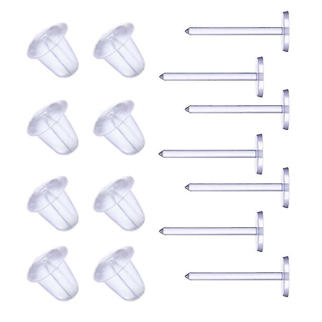 25 pares de postes de plástico para aretes y aretes transparentes en la parte posterior de los aretes