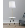 thumbnail image 3 of HomeGlam Premiere Antique Brass and Clear Glass Tripod Table Floor Lamp with Fabric Shade, 3 of 4