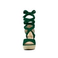 thumbnail image 6 of BLISSFUL STEP Women's Shoes Lace Up Espadrilles Platform Wedge Sandals Green 6, 6 of 7