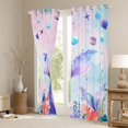 thumbnail image 3 of Feelyou Watercolor Sea Mermaid Tail Blackout Curtains Set of 2 (52x84 Each) for Kids Boys Girls, Ocean Shell Animal Window Curtains, Pink Purple, 3 of 6