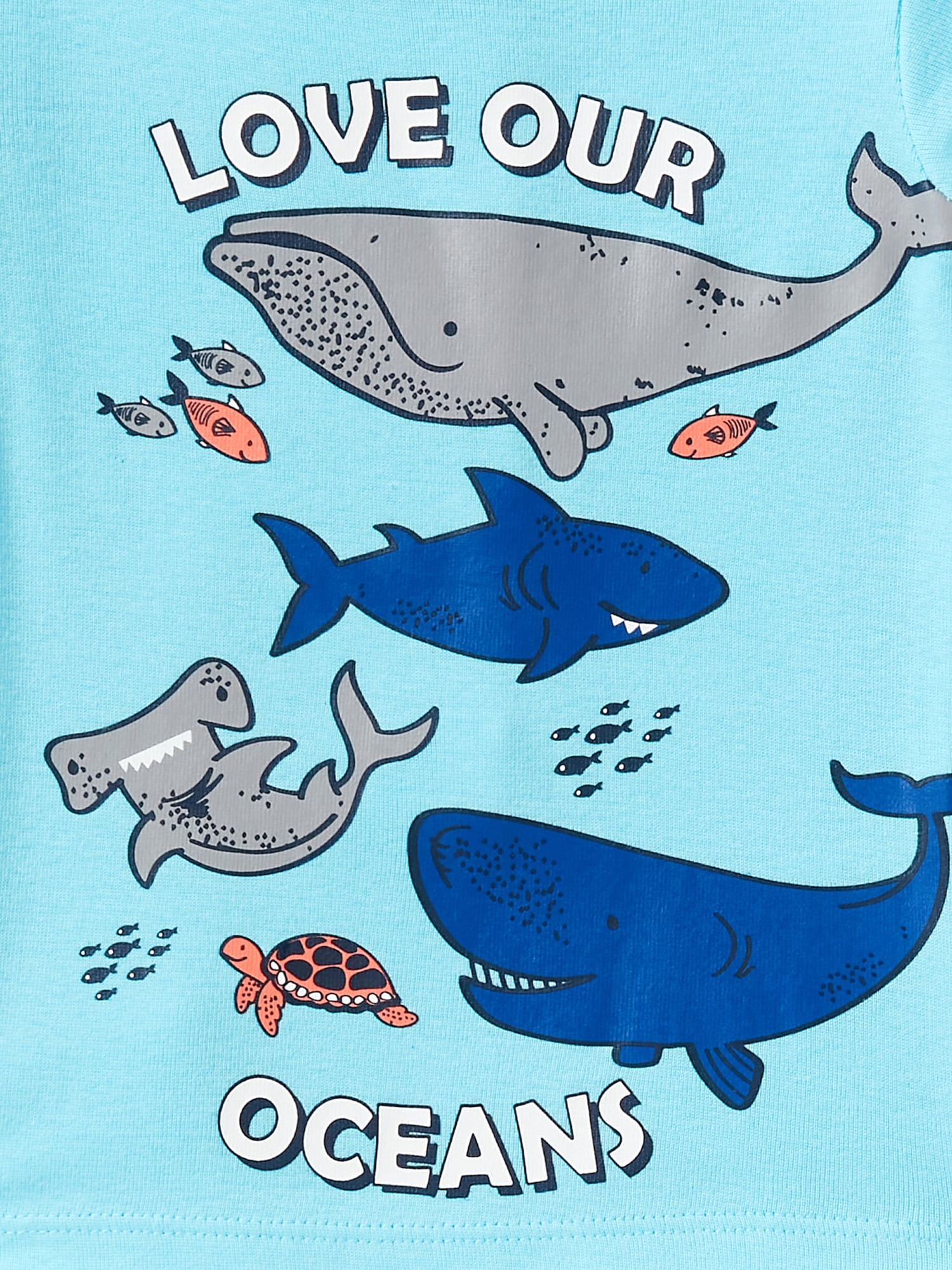 Wonder Nation Short Sleeve Crew Neck Graphic Prints Pajamas (Little Boys or Big Boys) 6 Piece Set