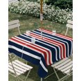thumbnail image 3 of Square Outdoor Tablecloth with Umbrella Hole Navy Blue Red Striped Outside Table Cloth Waterproof Patio Table Cover Gradient Horizontal Lines Zipper Tablecloths for Picnic Party Camping 60x60 Inch, 3 of 8