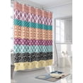 thumbnail image 3 of Shower Curtain Boho Shower Curtains for Bathroom, Waterproof Polyester Shower Curtain Set with Hooks, Standard Size 72" x 72" Bohemian Geometric Stripes Orange, 3 of 6