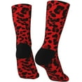thumbnail image 4 of N/A Red Leopard Pattern Print Adult Athletic Crew Socks Men Women Long 7-8.3 In 18-21cm, 4 of 8
