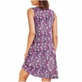 thumbnail image 7 of Sakmal Vintage Moomoo Womens Knee Length Soft Purple Sleep Dress Sleeveless Floral Sleep Tanks with Pockets, 7 of 7