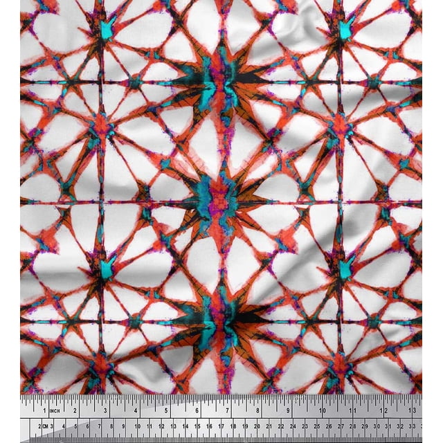 Soimoi Poly Georgette Fabric Floral Tie-Dye Decor Fabric Printed Yard 52 Inch Wide