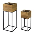 thumbnail image 2 of Olurrisa Set of 2 Reclaimed Wooden Box With Black Iron Stand, L:11x11x29.5" S:8.5x8.5x21.5", 2 of 8