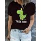 thumbnail image 1 of Women's Dinosaur Print Tee - Casual Crew Neck Short Sleeve T-Shirt, Stretchy & Breathable Polyester Blend, Perfect for Summer, 1 of 8