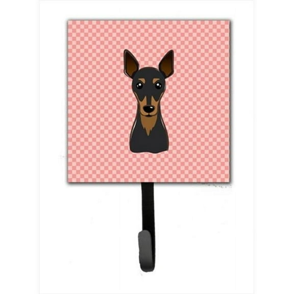 Carolines Treasures Checkerboard Pink Min Pin Leash or Key Holder 7Hx4.25W multicolor
