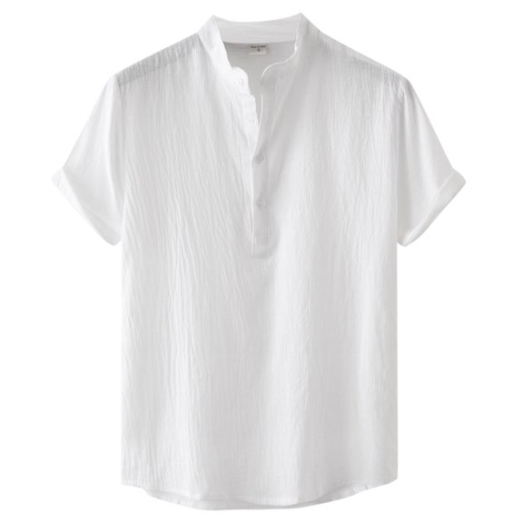 Pimfylm Mens Shirts Short Sleeve Cotton Tees for Men, Extra-Long Crewneck T-Shirts White 2XL