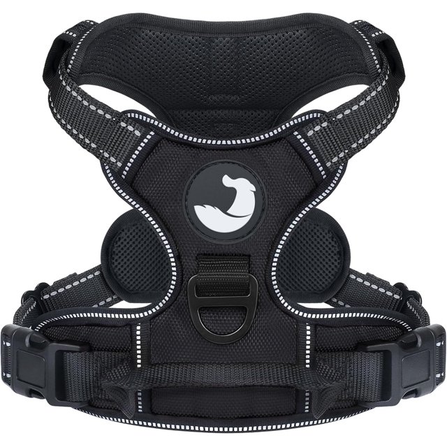 HAHDAXIA Anti-Pull Dog Harness for Small Dogs, Reflective Soft Padded Dog Harnesses, Adjustable, Breathable Chest Harness with Safe Easy Control Handle, Black, S