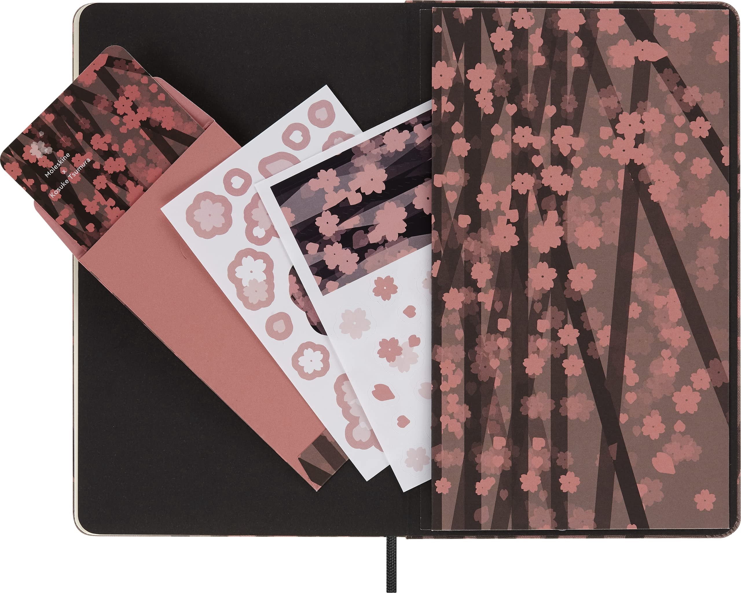 Moleskine Limited Edition Sakura Creative Set, Notebook and Pencils, Hard Cover, Large 5" x 8.25", Plain/Blank, Floral, 176 Pages