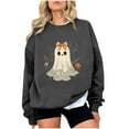 thumbnail image 1 of Chandail en Molleton à Imprimé Fantôme pour Femmes, Chandail Léger et Chaud, Blouses à Col Rond, Hauts à Manches Longues, Blouse Ultra Douce Texturée, Chandail Athlétique, Tenues de Printemps, Chandail Automne Hiver 2025, 1 of 4