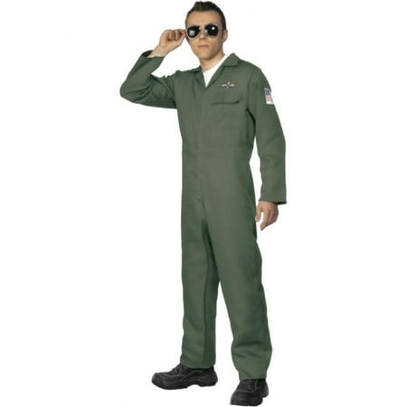 Smiffys 28623M Green Aviator Costume with Zip Up Jumpsuit - Medium