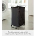 thumbnail image 2 of Yamazaki Home Laundry Hamper, Black, Steel, 10.9 gallons, 45 liters, Supports 11 pounds, Collapsible, Handles, No Assembly, 2 of 6