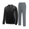 thumbnail image 2 of Men's 2Pc V Neck Tracksuit, 4 Way Stretch Reflective for Gym Running Black Dark Gray M, 2 of 8