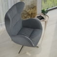thumbnail image 3 of Merrick Lane Ergonomic High-Back Lounge Chair 360° Swivel Accent Chair Gray Fabric Side Chair with 4 Star Alloy Base, 3 of 14