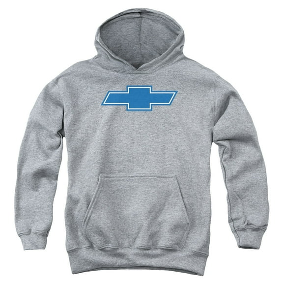 Trevco CHV216-YFTH-3 Chevrolet & Simple Vintage Bowtie Youth Pull-Over Hoodie, Athletic Heather - Large