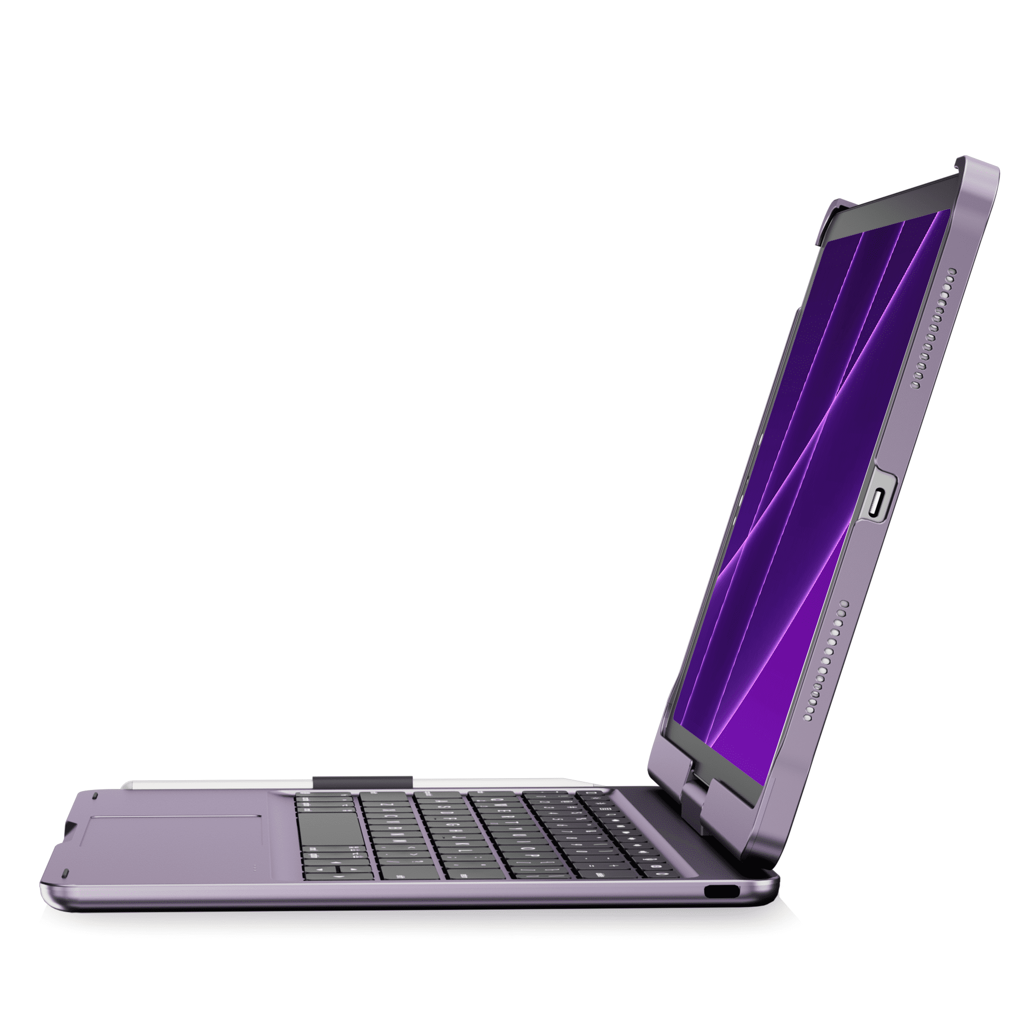 pekarejue Wireless Keyboard Case Compatible with Apple iPad Air 11-inch (M3 M4 M2) & iPad Air 5th 4th & iPad Pro 11-inch (4th-1st Gen): Rotatable Pencil Holder Trackpad Backlit Metallic Purple