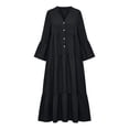 thumbnail image 5 of Lnmiateer Women Flowy Tiered Ruffle Maxi Dress V Neck Bell Sleeve Solid Soft Breathable Sundress for Beach Holiday Weekend Casual Outfit, 5 of 5