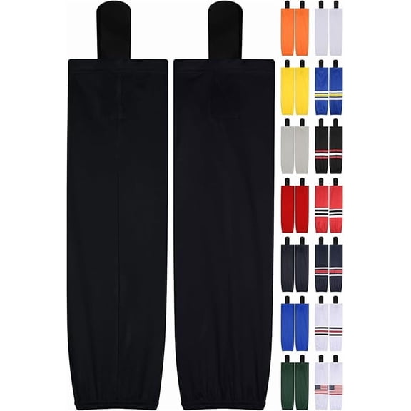 Exxact Sports Mesh Hockey Socks - Dry Fit Breathable Ice Hockey Socks for Men, Boys, Youth & Adult Players with Stay Up Fit (Small, Black)