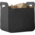 thumbnail image 1 of Cesta para leña cuadrada de fieltro Rubberneck con 2 asas - Bolsa plegable para almacenamiento de leña, soporte para periódicos - 24 x 32 x 24 cm (gris), 1 of 3
